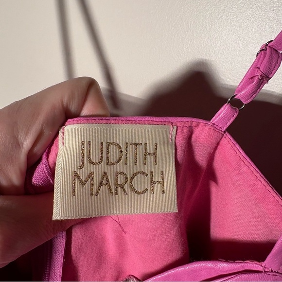 Judith March Faux Leather Pink Bow Peplum Tank - Picture 4 of 7